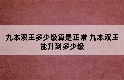 九本双王多少级算是正常 九本双王能升到多少级